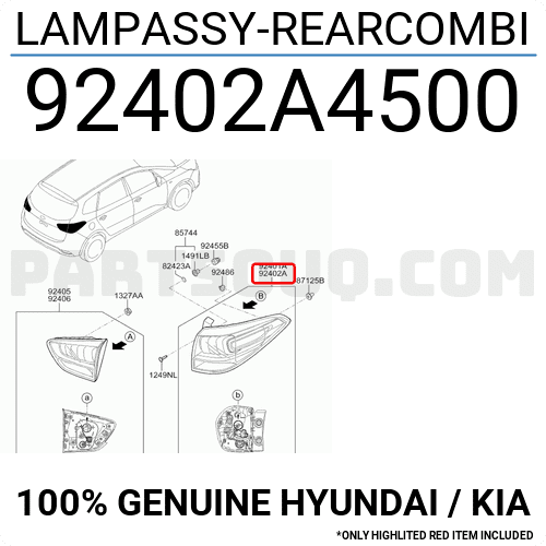 Đèn Hậu Miếng Ngoài Phải Kia Carens / rondo Mã phụ tùng 92402a4500