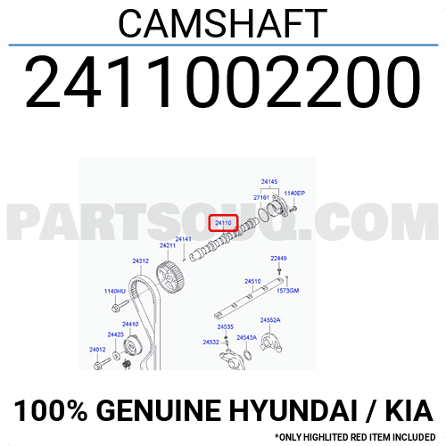 Trục Cam 1.1L Kia Morning / Picanto Mã phụ tùng 2411002200