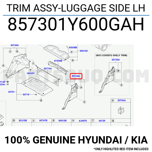 Táp Bi Hông Cốp Hậu Trái Kia Morning / Picanto Mã phụ tùng 857301Y600EQ