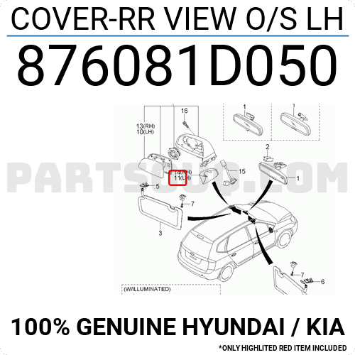 Ốp Chân Gương Trái Kia Carens / rondo Mã phụ tùng 876081D050
