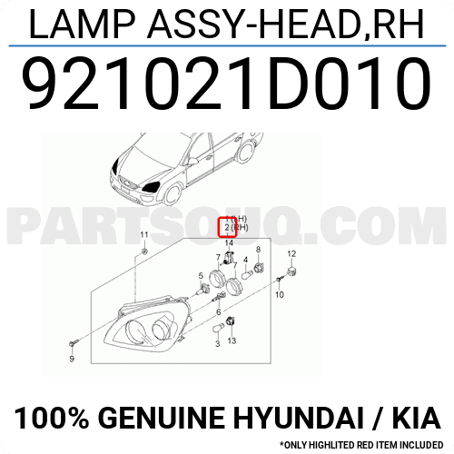 Đèn Pha Phải Kia Carens / rondo Mã phụ tùng 921021D010