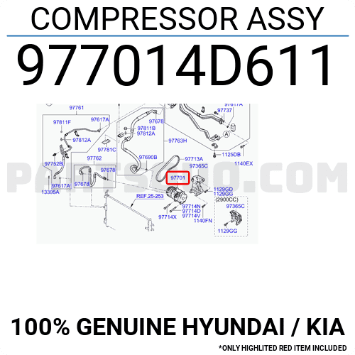 Lốc Điều Hòa Kia Carnival Mã phụ tùng 977014D611