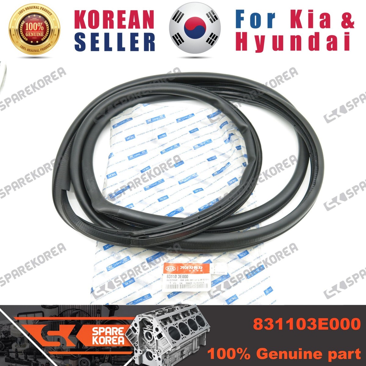 Gioăng Khung Thành Cánh Cửa Sau Trái Kia Sorento Mã phụ tùng 831103e000