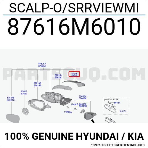 Ốp Gương Chiếu Hậu Trái Kia Forte / Cerato Mã phụ tùng 87616M6010