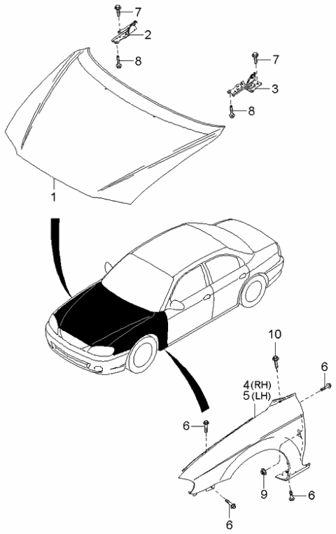 Nắp Ca Pô Kia Spectra Mã phụ tùng 0K2AA52310B