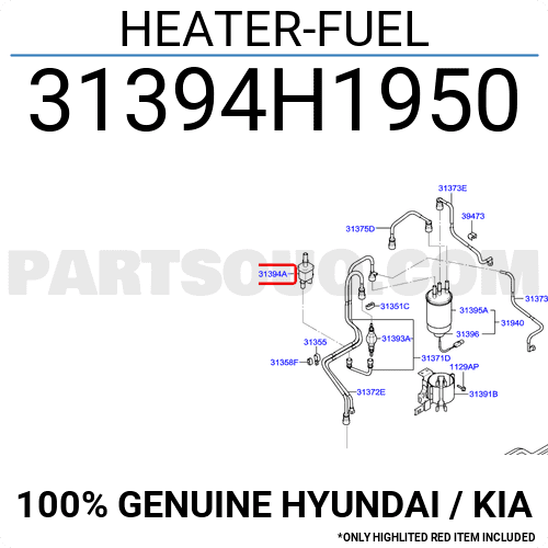 Van Sấy Nhiên Liệu Kia Bongo Mã phụ tùng 31394H1950
