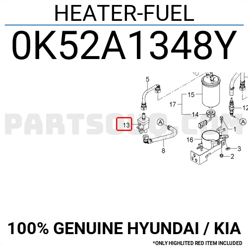 Van Sấy Nhiên Liệu Kia Bongo Mã phụ tùng 0K52A1348Y