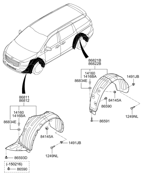 Lòng Dè Chắn Bùn Sau Phải Kia Grand Sedona Mã phụ tùng 86822A9000
