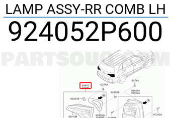 Đèn Hậu Miếng Trong Trái Kia Sorento Mã phụ tùng 924052P600