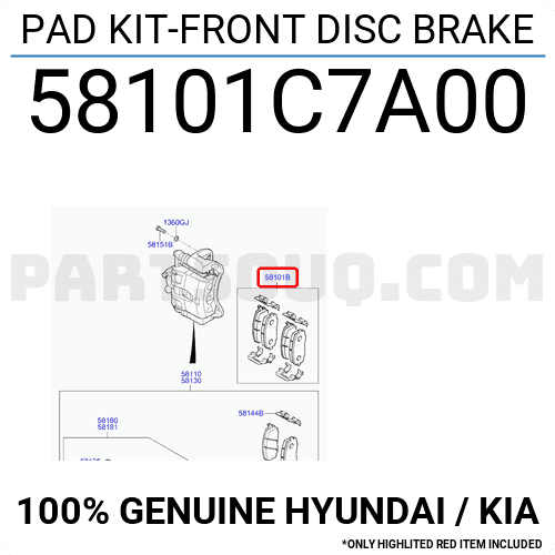Má Phanh Trước Kia Rio Mã phụ tùng 58101C7A00