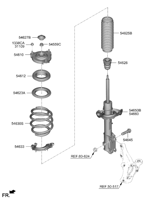Giảm Sóc Trước Phải Kia Sportage OEM 546614Q010