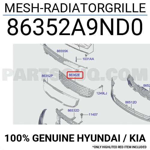 Ca Lăng Kia Grand Sedona Mã phụ tùng 86352a9nd0