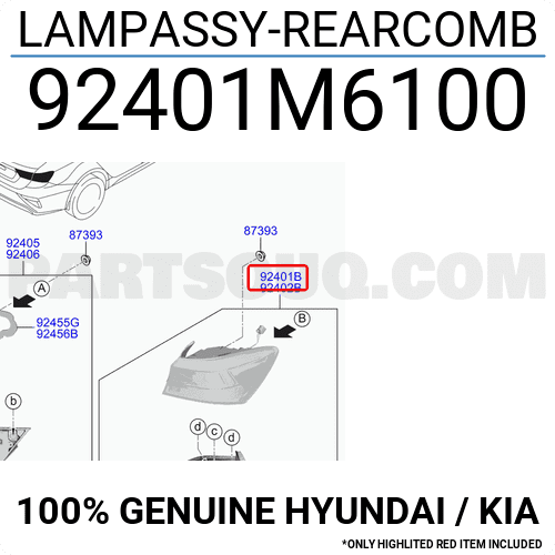 Đèn Hậu Miếng Ngoài Trái Kia Forte / Cerato Mã phụ tùng 92401m6100
