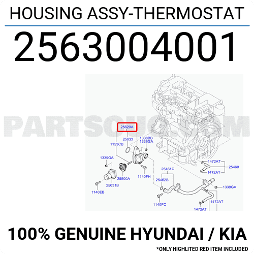 Vỏ Van Hằng Nhiệt Lắp Thân Máy Kia Morning / Picanto Mã phụ tùng 2563004001