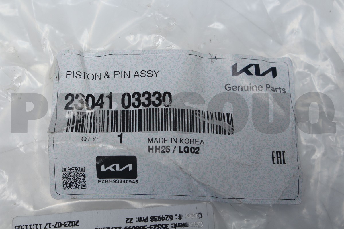 Piston 1.2 Std Kia Morning / Picanto Mã phụ tùng 2304103330