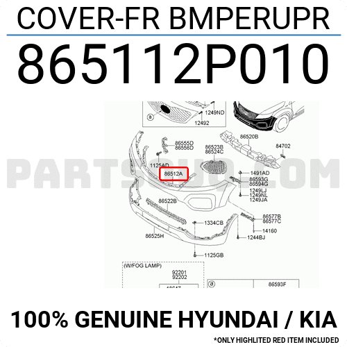 Cản Trước Miếng Trên Kia Sorento Mã phụ tùng 865112P010
