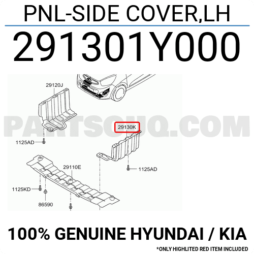 Chắn Bùn Gầm Máy Trái Kia Morning / Picanto Mã phụ tùng 291301Y000