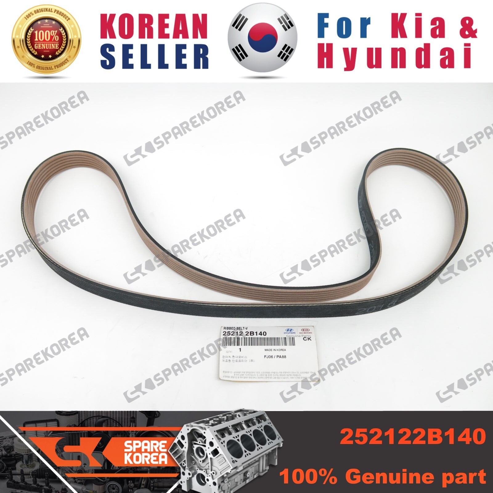 Dây Curoa Tổng Kia Forte / Cerato Mã phụ tùng 252122b140