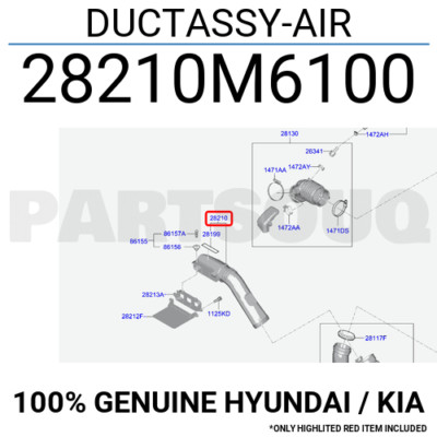 Ống Lấy Gió Vào Động Cơ Kia Forte / Cerato Mã phụ tùng 28210M6100