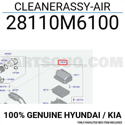 Hộp Lọc Gió Động Cơ Có Đựng Lọc Kia Forte / Cerato Mã phụ tùng 28110m6100