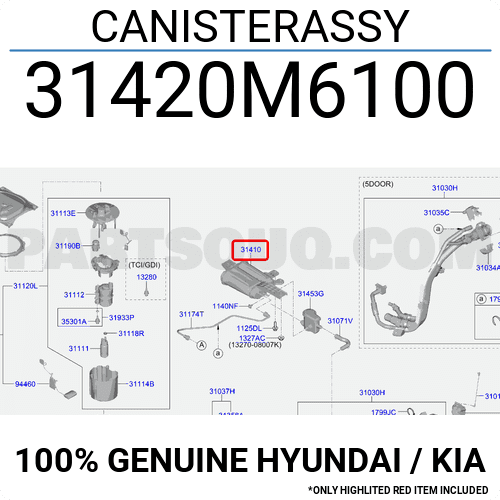 Hộp Lọc Hơi Xăng Thừa Kia Forte / Cerato Mã phụ tùng 31420M6100