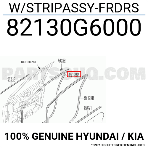 Gioăng Cánh Cửa Trước Trái Kia Forte / Cerato Mã phụ tùng 82130M6000