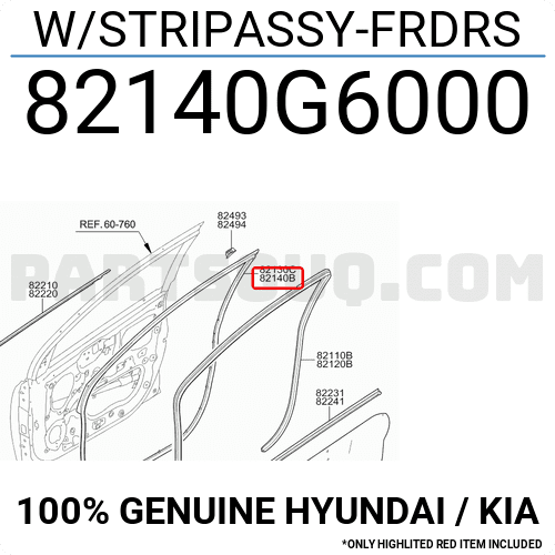 Gioăng Cánh Cửa Trước Phải Kia Forte / Cerato Mã phụ tùng 82140M6000