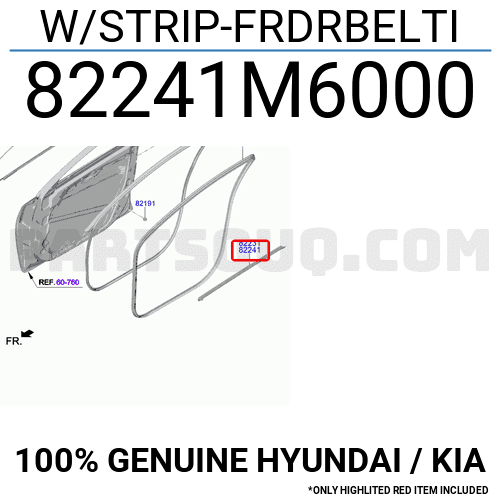 Nẹp Chân Kính Cánh Cửa Trong Trước Phải Kia Forte / Cerato Mã phụ tùng 82241M6000