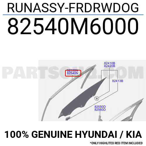 Gioăng Trượt Kính Cửa Trước Phải Kia Forte / Cerato Mã phụ tùng 82540m6000