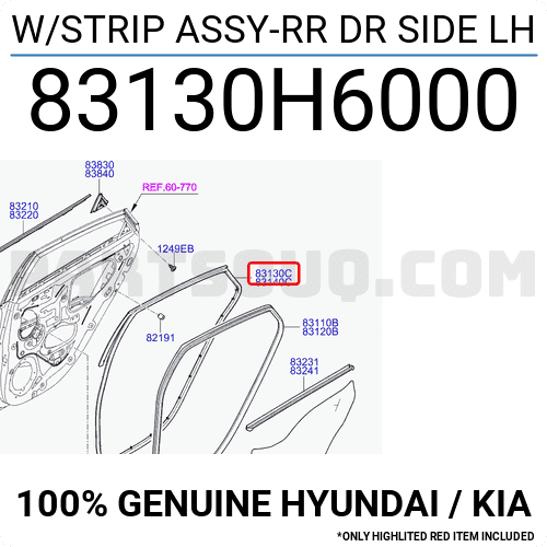 Gioăng Cánh Cửa Sau Trái Kia Forte / Cerato Mã phụ tùng 83130M6000