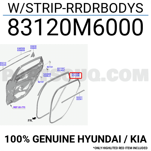Gioăng Khung Thành Cánh Cửa Sau Phải Kia Forte / Cerato Mã phụ tùng 83120m6000
