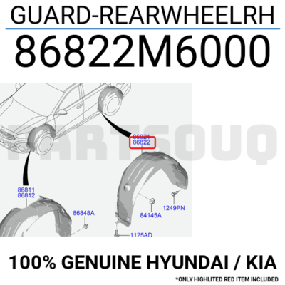 Lòng Dè Chắn Bùn Sau Phải Kia Forte / Cerato Mã phụ tùng 86822M6000