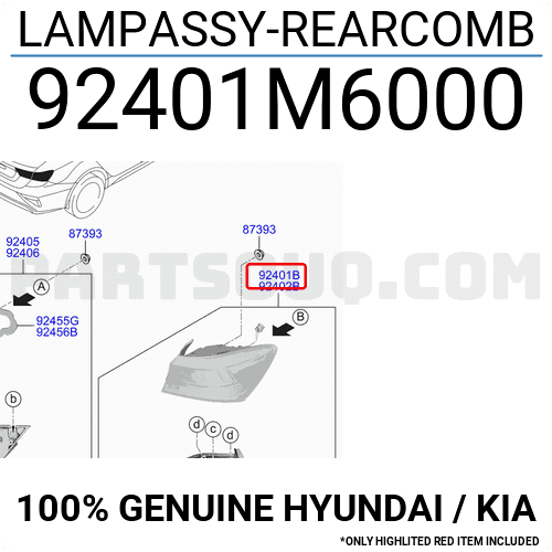 Đèn Hậu Miếng Ngoài Trái Kia Forte / Cerato Mã phụ tùng 92401m6000