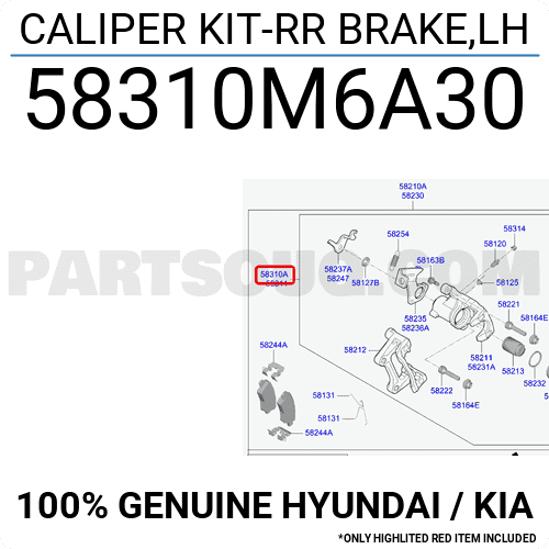 Bộ Mâm Dừng Thăng Sau Trái Liền Má Phanh Kia Forte / Cerato Mã phụ tùng 58310M6A30