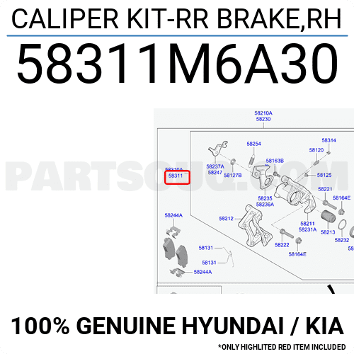Bộ Mâm Dừng Thăng Sau Phải Liền Má Phanh Kia Forte / Cerato Mã phụ tùng 58311M6A30