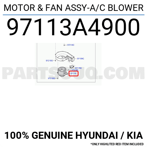 Quạt Gió Điều Hòa Trong Xe Kia Forte / Cerato Mã phụ tùng 97113a4900
