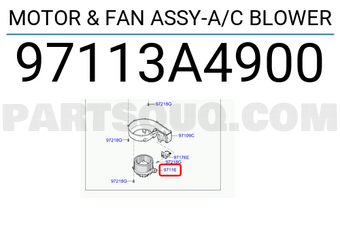 Quạt Gió Điều Hòa Trong Xe Kia Forte / Cerato Mã phụ tùng 97113a4900