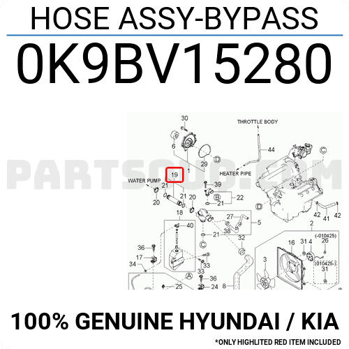 Ống Nước Thẳng Trên Thân Van Hằng Nhiệt Kia Carnival Mã phụ tùng 0K9BV15280A