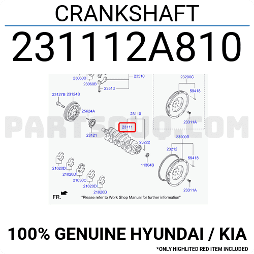 Trục Cơ Kia Carens / rondo Mã phụ tùng 231112a810