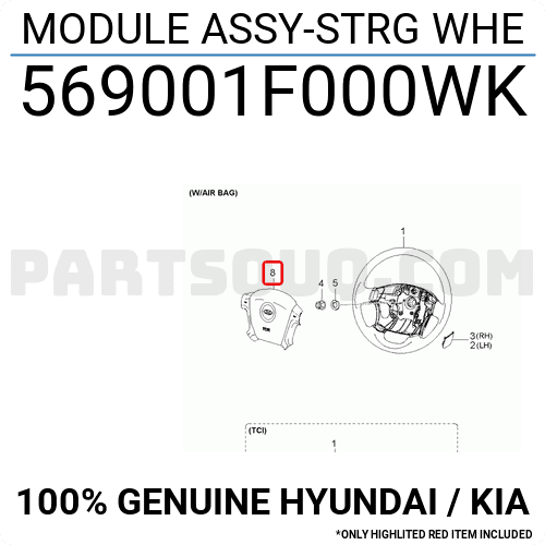 Túi Khí Chính Kia Carens / rondo Mã phụ tùng 569001d000wk