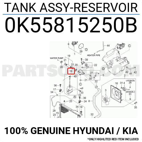 Bình Nước Phụ Kia Carnival Mã phụ tùng 0K55815250B
