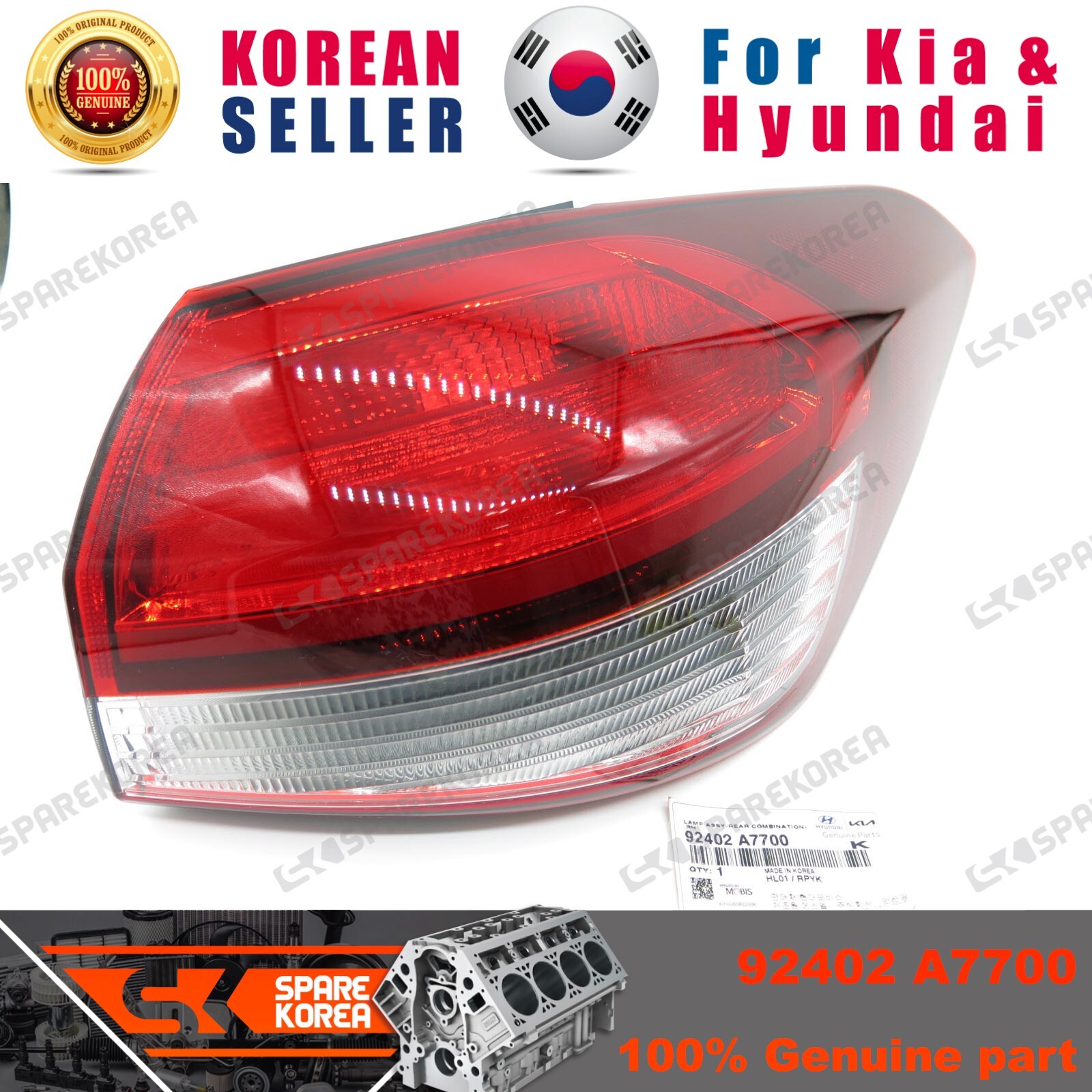 Đèn Hậu Miếng Ngoài Phải Kia Forte / Cerato Mã phụ tùng 92402A7710