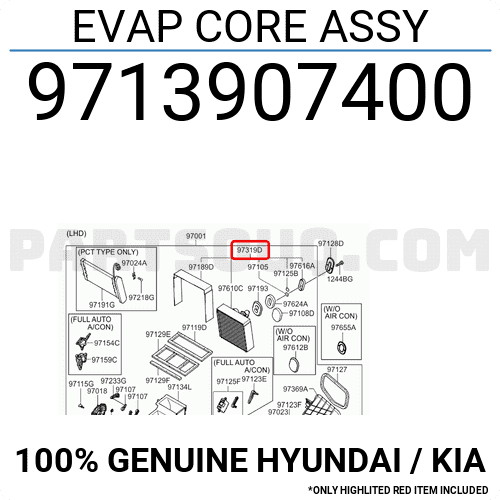 Giàn Lạnh Trong Xe Kia Morning / Picanto OEM 9713907400-HAnon