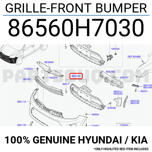 Lưới Cản Trước Kia Soluto Mã phụ tùng 86560h7030