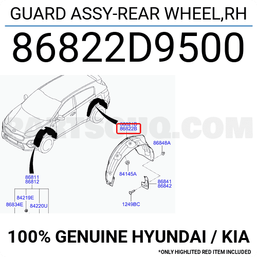 Lòng Dè Chắn Bùn Sau Phải Kia Sportage Mã phụ tùng 86822d9500