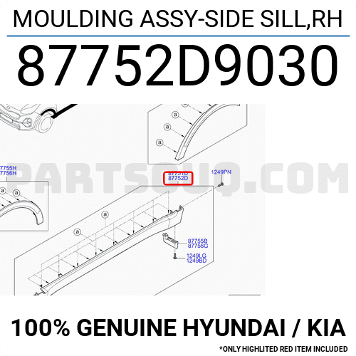 Ốp Babule Thành Xe Phải Kia Sportage Mã phụ tùng 87752d9030