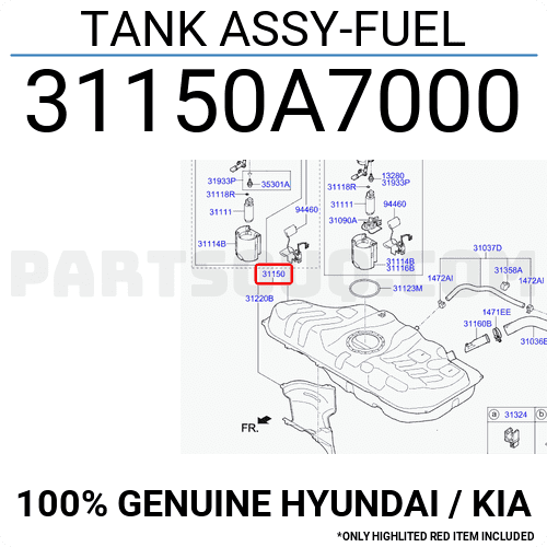 Thùng Đựng Xăng Kia K3 Mã phụ tùng 31150a7000