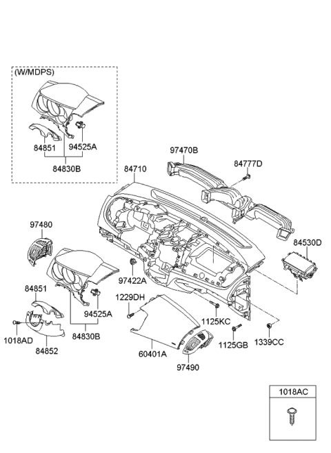 Bảng Táp Lô Kia Forte / Cerato Mã phụ tùng 847101M350WK