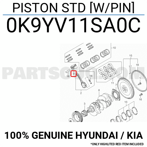 Piston Std 2.5L Kia Carnival Mã phụ tùng 0K9YV11SA0C