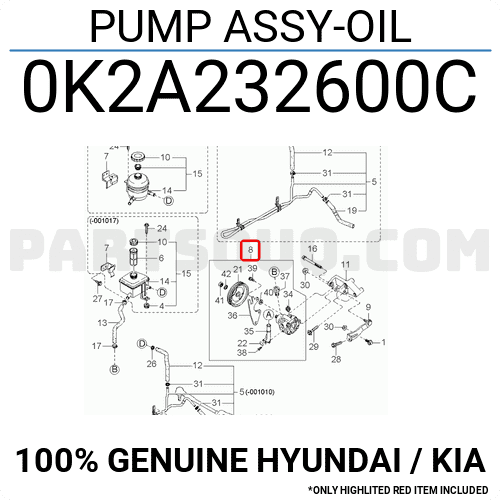 Bơm Trợ Lực Lái Kia Spectra OEM 0K2N132600-OE